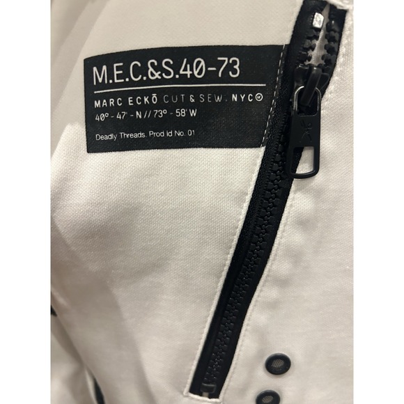 Y2K Marc Ecko Cut and Sew White & Black Zip Up Preppy Medium - Picture 7 of 10